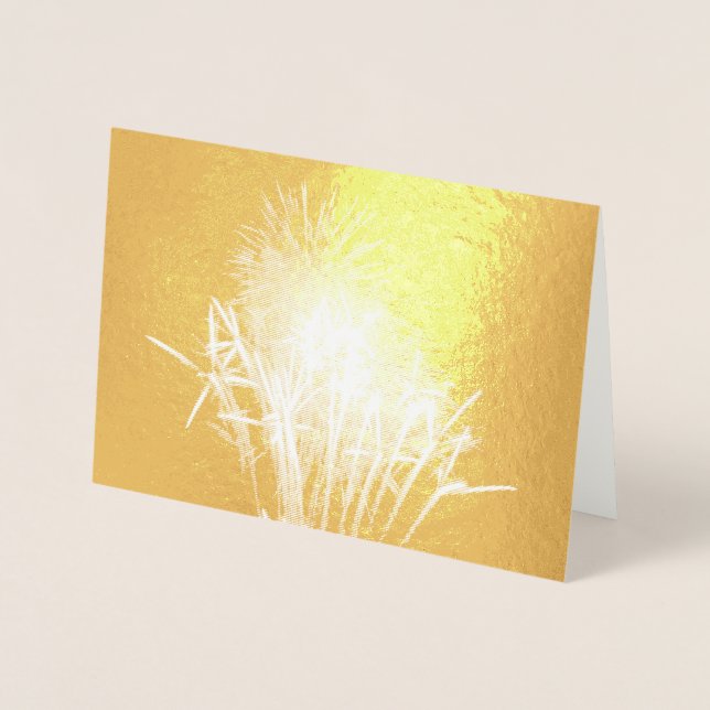 White and Gold Fireworks I Patriotic Celebration Foil Card (Front)