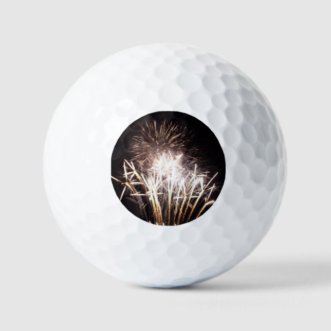 White and Gold Fireworks I Patriotic Celebration Golf Balls (Front)