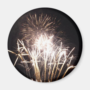 White and Gold Fireworks I Patriotic Celebration Magnet