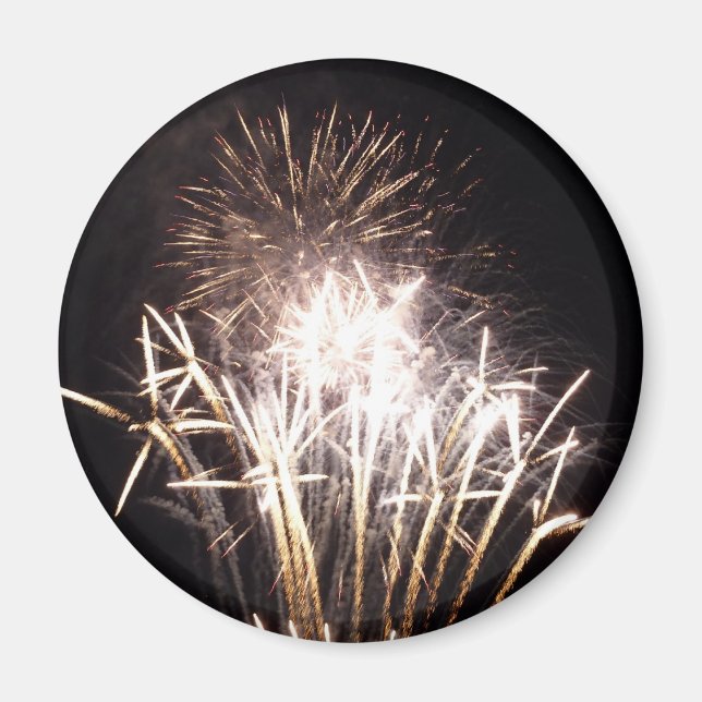 White and Gold Fireworks I Patriotic Celebration Magnet (Front)