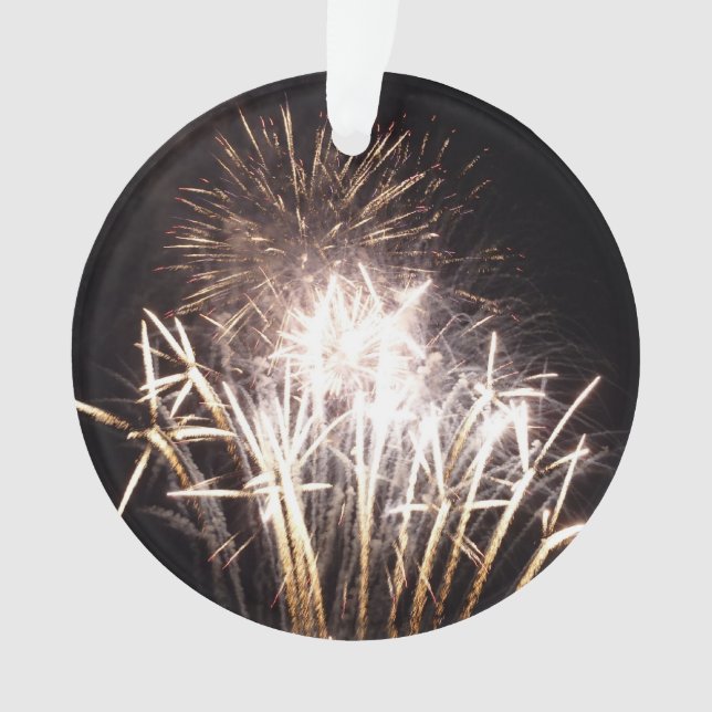 White and Gold Fireworks I Patriotic Celebration Ornament (Front)