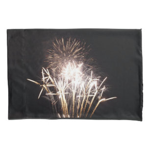 White and Gold Fireworks I Patriotic Celebration Pillowcase