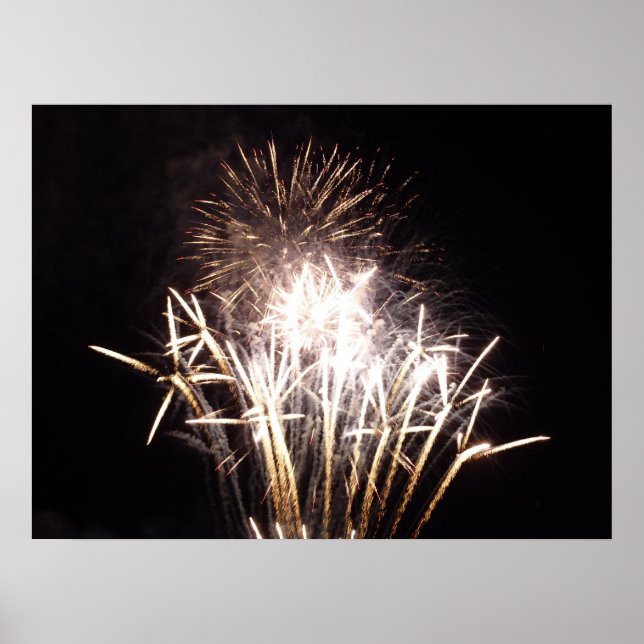 White and Gold Fireworks I Patriotic Celebration Poster (Front)