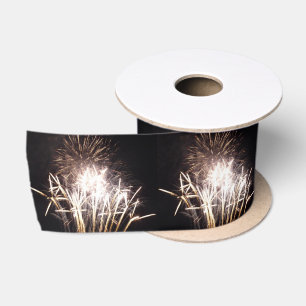White and Gold Fireworks I Patriotic Celebration Satin Ribbon