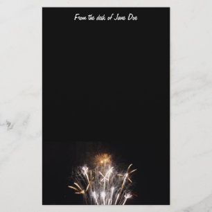 White and Gold Fireworks I Patriotic Celebration Stationery