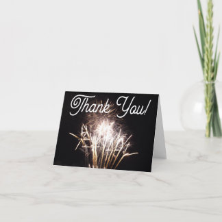 White and Gold Fireworks I Patriotic Celebration Thank You Card