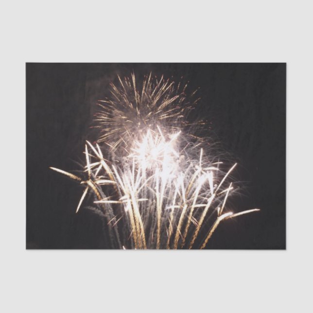 White and Gold Fireworks I Patriotic Celebration Tissue Paper (Front)