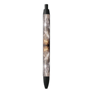 White and Gold Fireworks II Patriotic Celebration Black Ink Pen