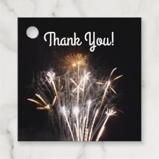 White and Gold Fireworks II Patriotic Celebration Favour Tags