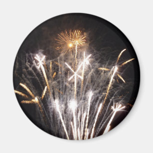 White and Gold Fireworks II Patriotic Celebration Magnet