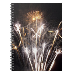 White and Gold Fireworks II Patriotic Celebration Notebook