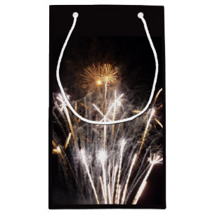 White and Gold Fireworks II Patriotic Celebration Small Gift Bag
