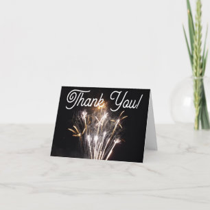 White and Gold Fireworks II Patriotic Celebration Thank You Card