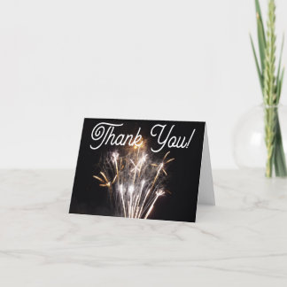 White and Gold Fireworks II Patriotic Celebration Thank You Card
