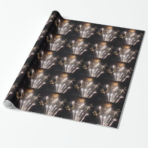 White and Gold Fireworks II Patriotic Celebration Wrapping Paper