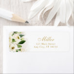 White and Gold Floral Bloom Return Address<br><div class="desc">This beautiful design features watercolor florals and your custom text.  Add your text using the template form. Use the Customise Further feature to change colours and layout of the text and background.</div>