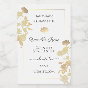 White and Gold Floral Product Packaging Labels &