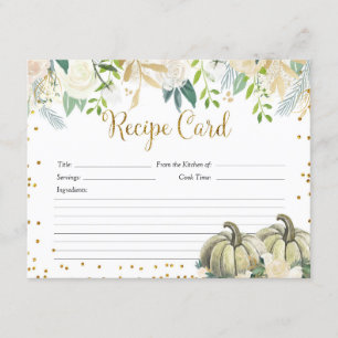 White and Gold Floral Pumpkin Recipe Card