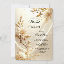 White and Gold Flowers Bridal Shower