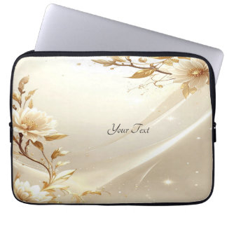 White and Gold Flowers Laptop Sleeve