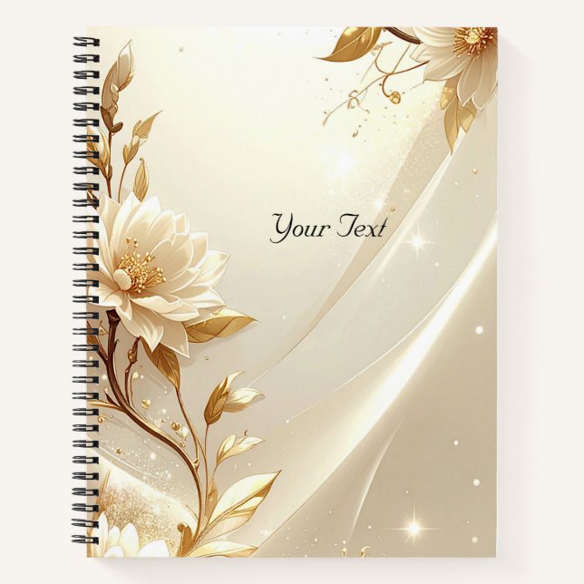 White and Gold Flowers Notebook (Front)