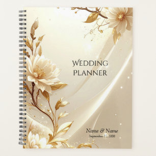 White and Gold Flowers Planner