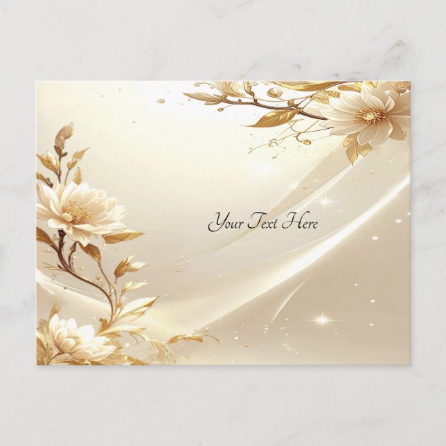White and Gold Flowers Postcard (Front)