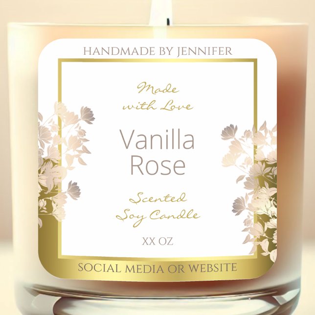White and Gold Flowers Product Packaging Labels (Creator Uploaded)