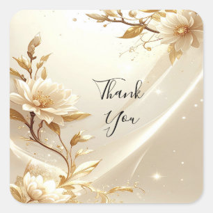 White and Gold Flowers Sticker