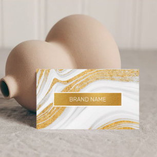 White and Gold Foil Abstract Custom Logo Business Card