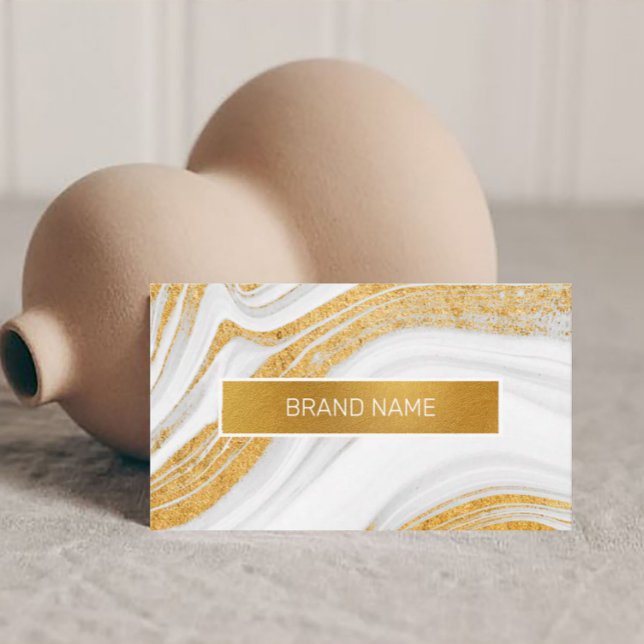 White and Gold Foil Abstract Custom Logo Business Card (Creator Uploaded)