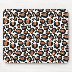White and Gold Foil Cheetah - Leopard Pattern Mouse Mat
