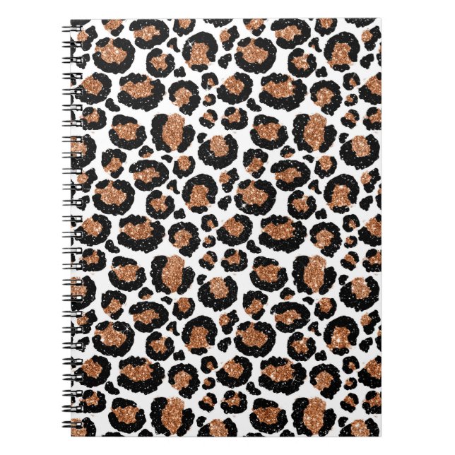 White and Gold Foil Cheetah - Leopard Pattern Notebook (Front)