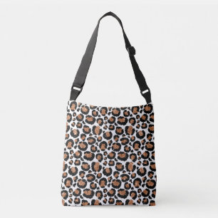 White and Gold Foil Cheetah or Leopard Pattern Crossbody Bag