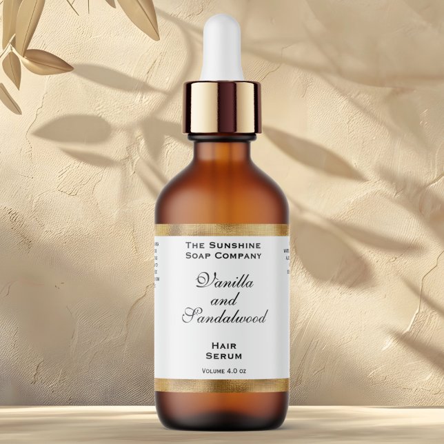 White and Gold Foil Cosmetics Dropper Bottle Label (Creator Uploaded)