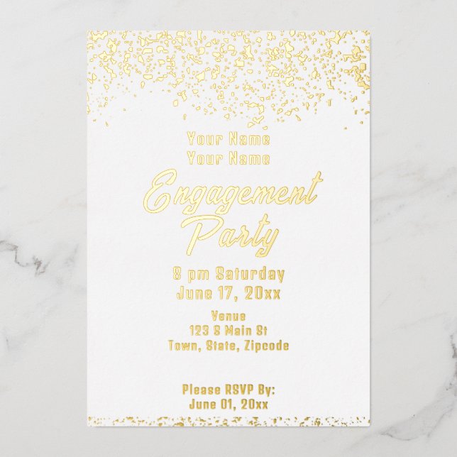 White and Gold Foil Engagement Party (Front)