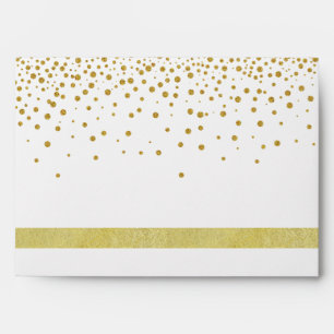 White and Gold Foil Faux Glitter Metal Wedding Envelope