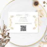 White and Gold Gilded QR Code RSVP Wedding Enclosure Card<br><div class="desc">Elegant QR Code wedding website RSVP enclosure card with delicate faux gilded botanical garlands. Ability to add your wedding website address for those who prefer to type your website address, as well as your QR code image. If you don't already have a QR code image please follow the instructions on...</div>