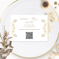 White and Gold Gilded QR Code RSVP Wedding