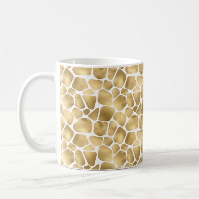 White and Gold Giraffe Print Coffee Mug (Left)
