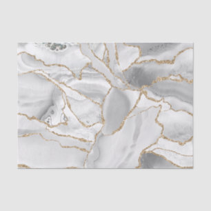 White and gold glitter agate abstract tissue paper