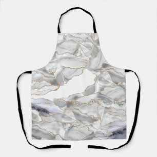 White and gold glitter agate apron