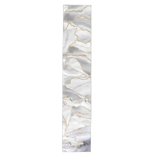 White and gold glitter agate medium table runner