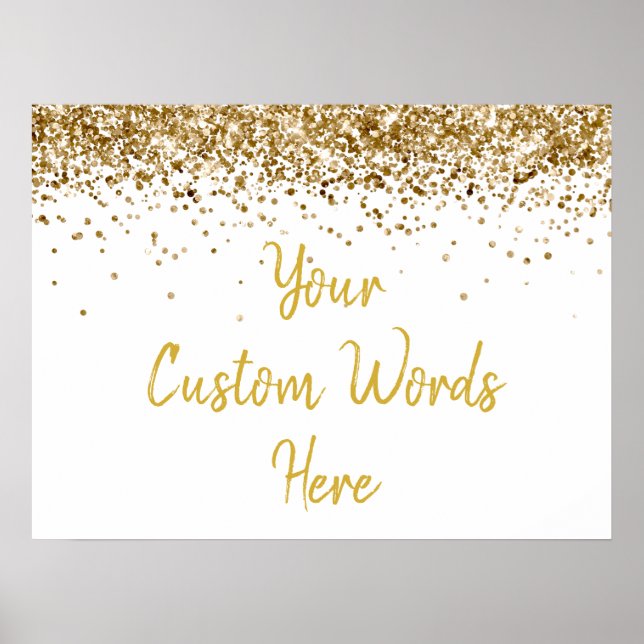 White and Gold Glitter Birthday Party Anniversary Poster (Front)