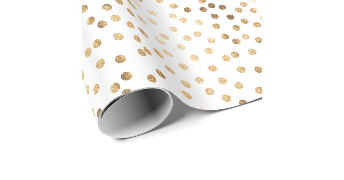 White and Gold Glitter City Dots Wrapping Paper | Zazzle