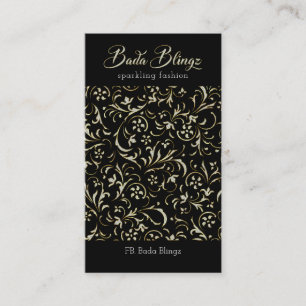 White and gold glitter damasks business card