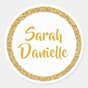 White and Gold Glitter Favour Sticker