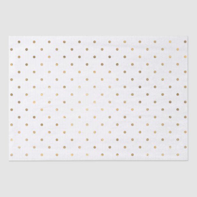 White and Gold Glitter Polka dot Tissue Paper (Front)