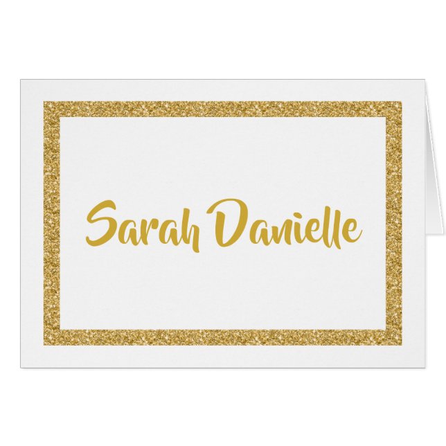 White and Gold Glitter Thank you (Front Horizontal)