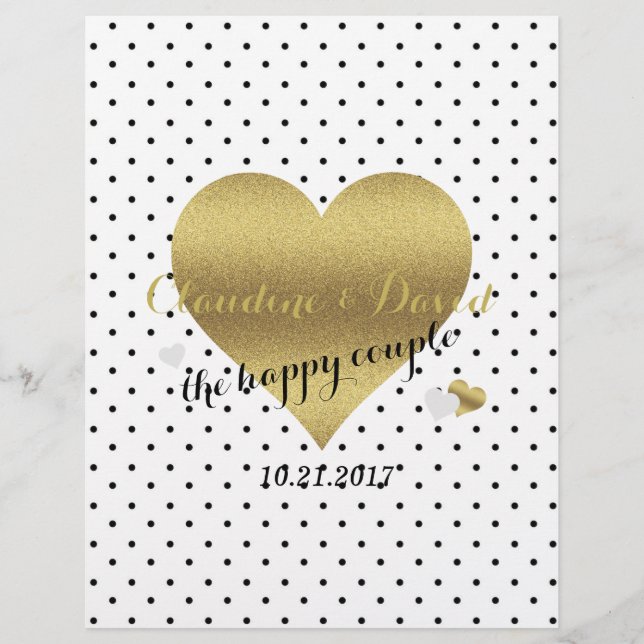 White And Gold Heart Polka Dot Ceremony Flyer (Front)